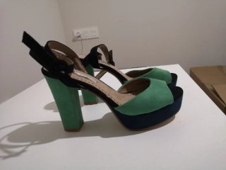 Zapatos Mari Paz Tacon Plataforma Azul/Verde