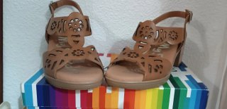 Sandalias Oh My Sandals Piel Beige/Marrón