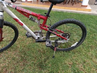 Bicicleta de Montaña Roja y Plateada