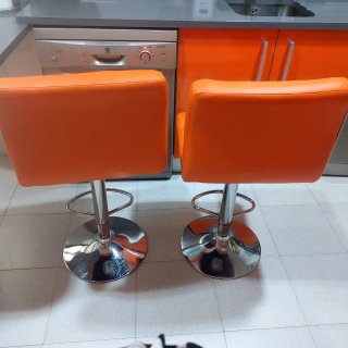 Taburetes Cocina Altos Regulables Naranja