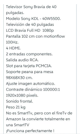 TV Sony Bravia 40 + Amazon Fire TV