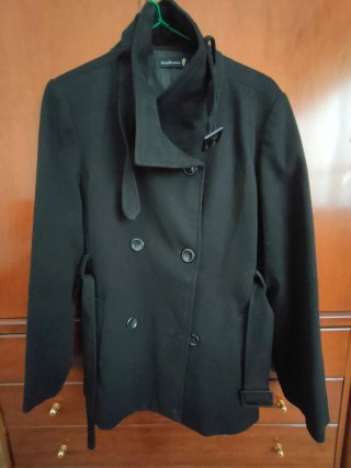 Abrigo paño negro mujer