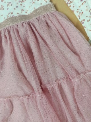 Vestido niña flores rosa tul talla 7-8 años