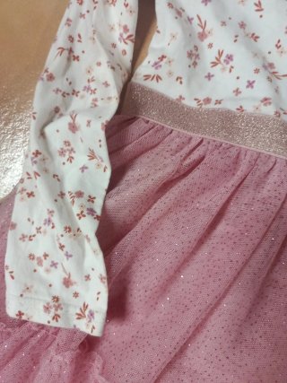 Vestido niña flores rosa tul talla 7-8 años