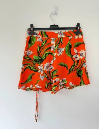 Falda Short Estampada Floral Naranja