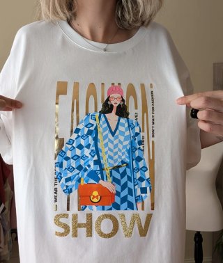 Camiseta oversize estampada mujer