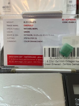 Esmeralda Natural Zambia 8.22 Ct GFCO