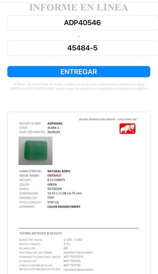 Esmeralda Natural Zambia 8.22 Ct GFCO