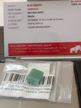 Esmeralda Natural Zambia 8.22 Ct GFCO