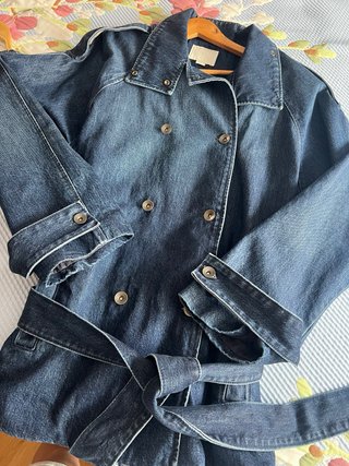 Ofrt!Chaqueta Denim Midi con Cinturón XS/S de zara