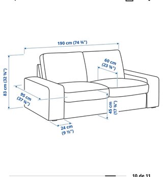 Sofá KIVIK 2 plazas gris IKEA