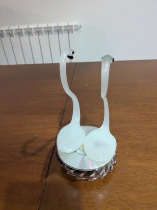 Coppia cigni decorativi in vetro
