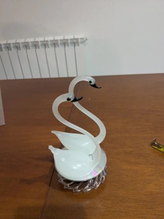 Coppia cigni decorativi in vetro