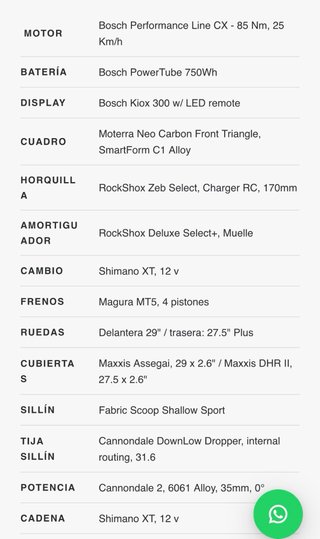 Cannondale Moterra LT2 Carbon Eléctrica ( 250 km )