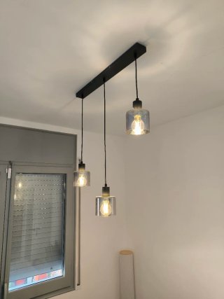 Lámpara colgante 3 luces + Bombillas filamento