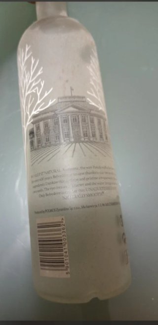 Bottiglia Belvedere Vodka 1L Vetro Satinato Vuota