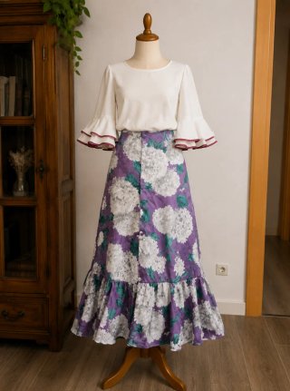 Vestido Flamenca Morado y Blanco