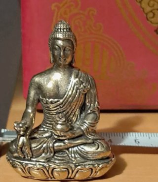 Statua Buddha miniatura seduto in ottone