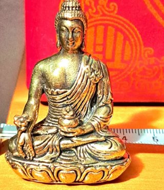 Statua Buddha miniatura seduto in ottone