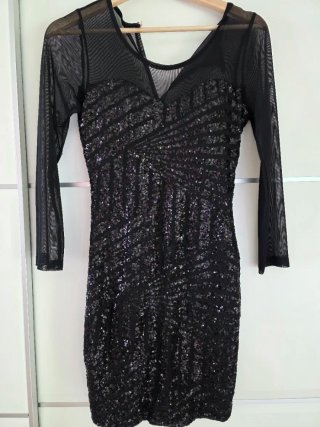 Vestido fiesta lentejuelas negro Talla S