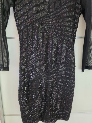 Vestido fiesta lentejuelas negro Talla S