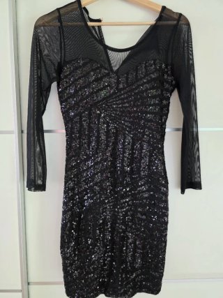 Vestido fiesta lentejuelas negro Talla S