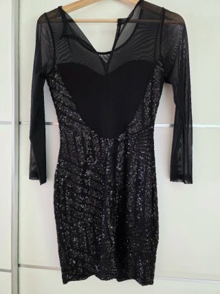 Vestido fiesta lentejuelas negro Talla S