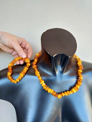 Parure collana bracciale in ambra