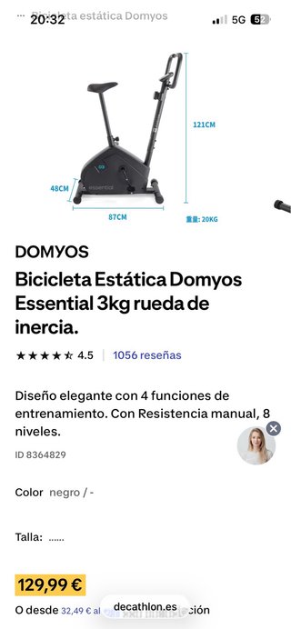 Bicicleta Estática Domyos Essential rueda inercia