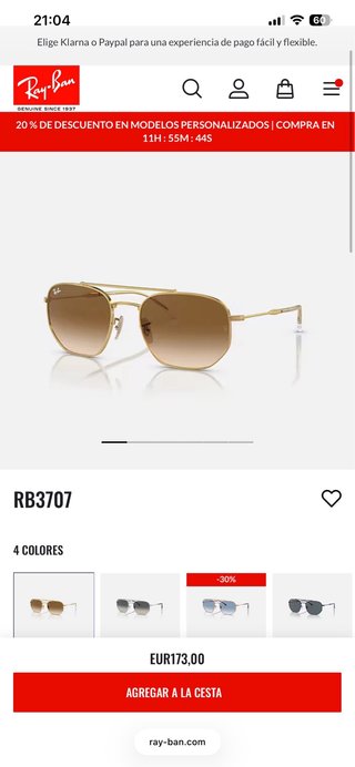 Gafas de sol Ray Ban RB3707 Dorado y Marrón
