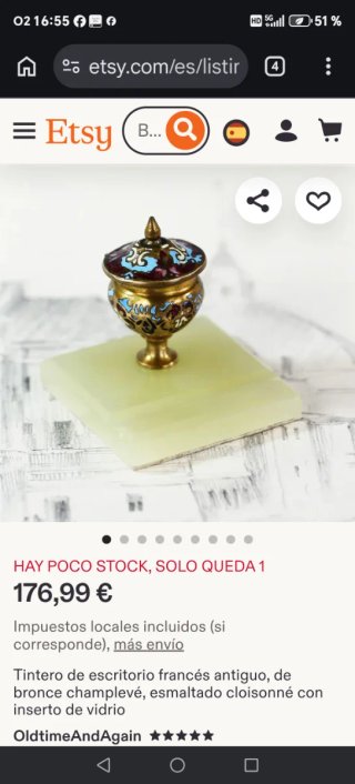Tintero bronce, esmaltado cloisonné francés.oferta