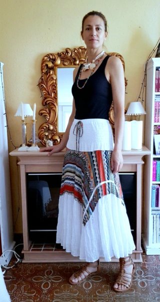 Falda Larga Estilo Ibicenco Boho Multicolor
