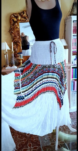 Falda Larga Estilo Ibicenco Boho Multicolor
