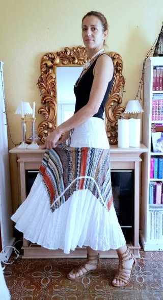 Falda Larga Estilo Ibicenco Boho Multicolor