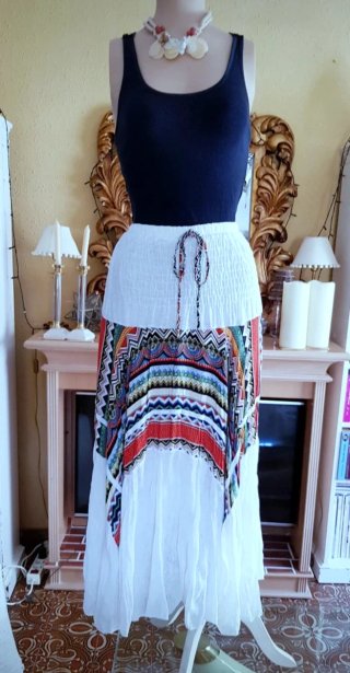 Falda Larga Estilo Ibicenco Boho Multicolor