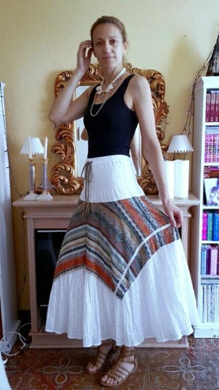 Falda Larga Estilo Ibicenco Boho Multicolor