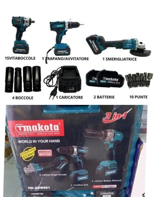 Kit Makita 3 in 1 Batteria Lavoro