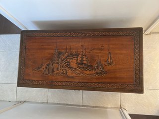 Baúl antiguo madera Alcanfor tallada oriental