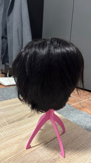 Peluca corta negra de pelo natural Unisex