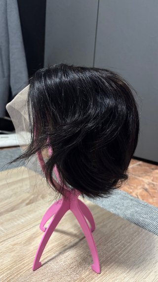 Peluca corta negra de pelo natural Unisex