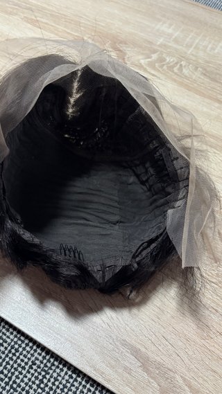Peluca corta negra de pelo natural Unisex