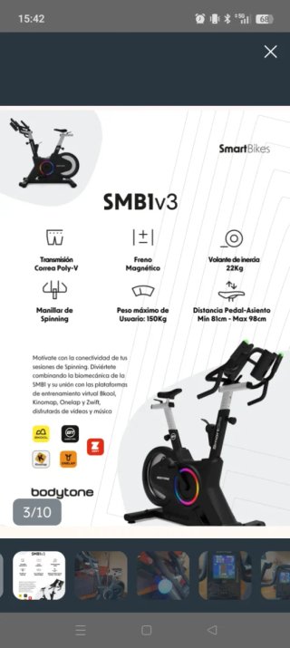 Bicicleta Estática Bodytone Smart Bike SMB1 V3