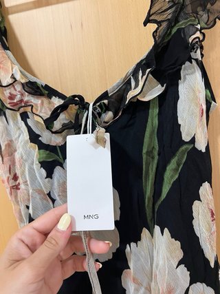 Abito lungo floreale Mango nero