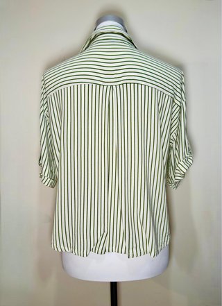 Camicia Zara a righe verdi in lino e viscosa Taglia S
