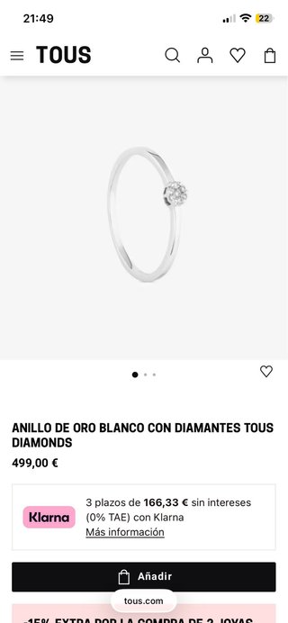 Anillo Diamantes y Oro Blanco 18kt