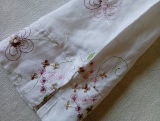 Blusa Lino Bordada Flores Talla L