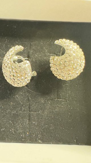 Pendientes clip vintage plateados y azules