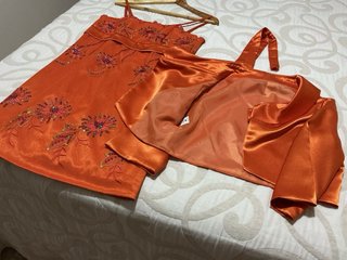 Vestido naranja fiesta talla 40 con chaqueta
