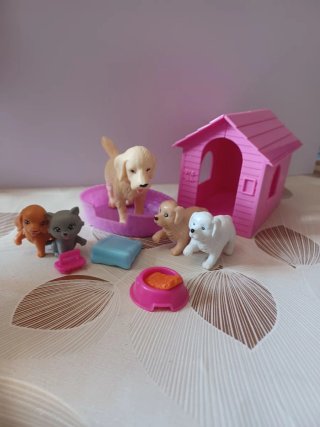 Set Perros Barbie Accesorios Casa Comida
