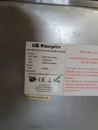 Microondas Grill Obergozo MIG 2524 CO 900W